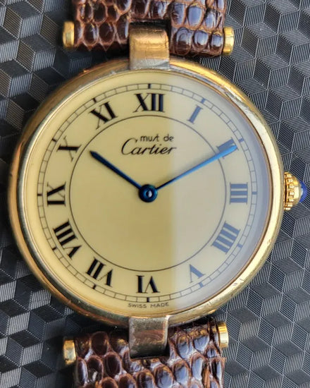 Cartier Vendome 30MM Quartz Ivory Dial Leather Strap (097678)