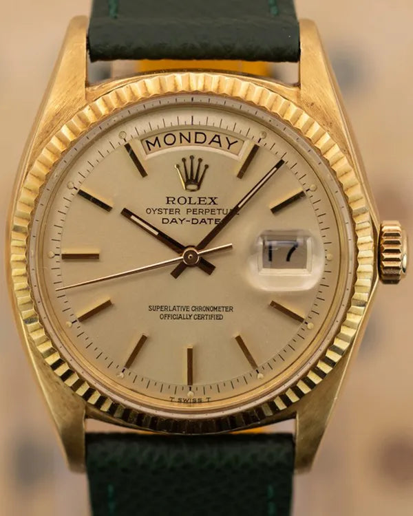 Rolex Day-Date 36MM "Pie Pan" Champagne Dial Aftermarket Leather Strap (1803)