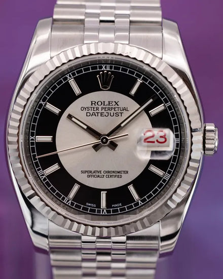 2007 Rolex Datejust 36MM Black "Tuxedo" Dial Super Jubilee Bracelet (116234)