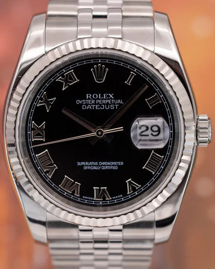 2006 Rolex Datejust 36MM Black Dial Super Jubilee Bracelet (116234)