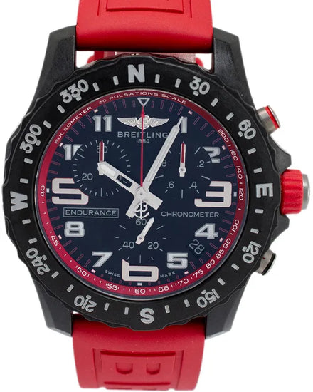 Breitling Endurance Pro 44MM Quartz Black Dial Rubber Strap (X82310)