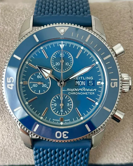 2025 Breitling Superocean Heritage II 44MM Blue Dial Rubber Strap (A13313161C1S1)