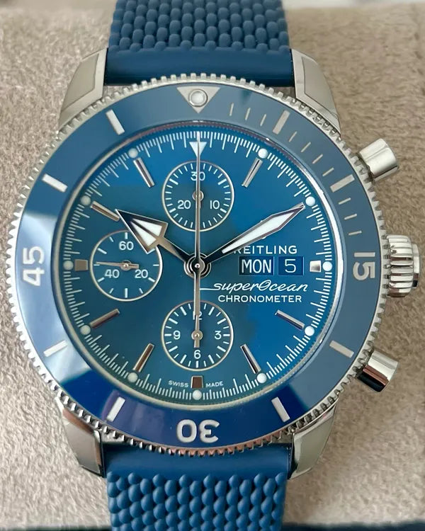 2025 Breitling Superocean Heritage II 44MM Blue Dial Rubber Strap (A13313161C1S1)