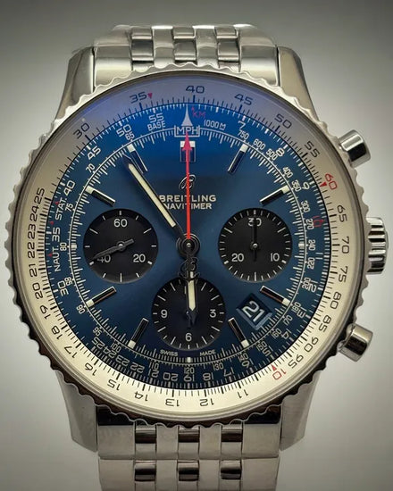 2018 Breitling Navitimer 1 B01 43MM Blue Dial Steel Bracelet (AB0121211C1A1)