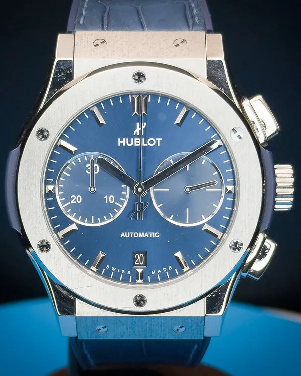 2024 Hublot Classic Fusion Chronograph 45MM Blue Dial Leather Strap (521.NX.7170.LR)
