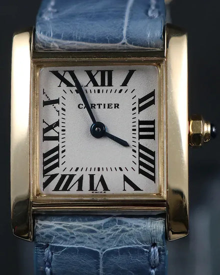 Cartier Tank Française 20MM Quartz Silver Dial Leather Strap (W50002N2)