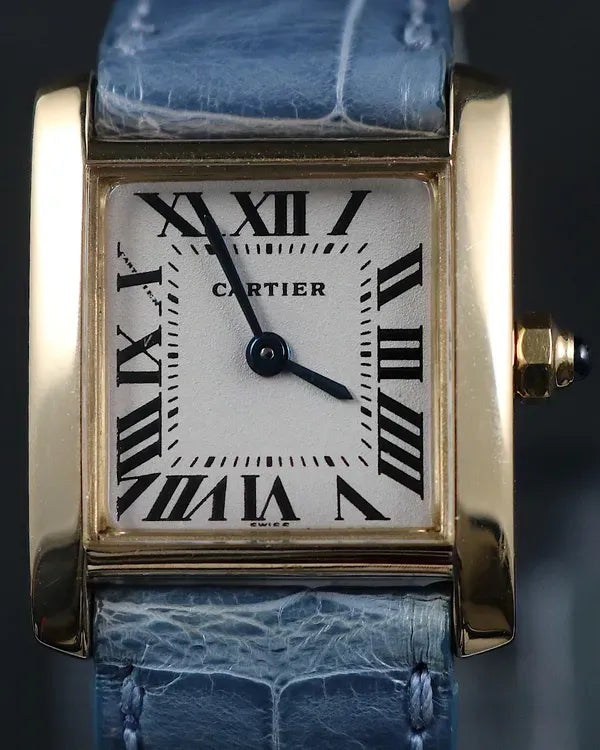 Cartier Tank Française 20MM Quartz Silver Dial Leather Strap (2385)