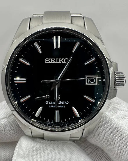 Grand Seiko Spring Drive 39MM Black Dial Steel Bracelet (SBGA027)