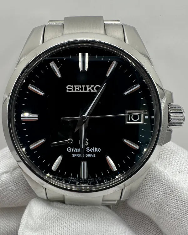 Grand Seiko Spring Drive 39MM Black Dial Steel Bracelet (SBGA027)