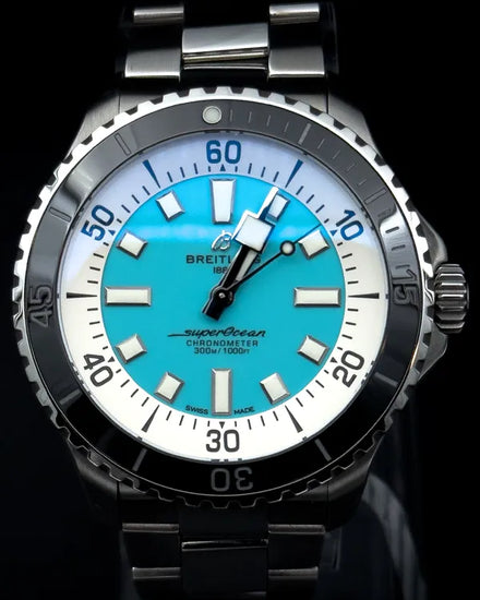 Breitling Superocean 44MM Turquoise Dial Steel Bracelet (A17376)