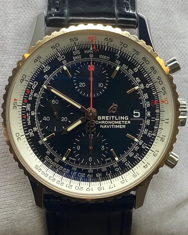 Breitling Navitimer Chronograph 41MM Black Dial Leather Strap (U13324)