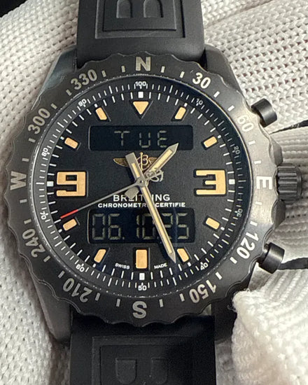 2014 Breitling Chronospace Military 46MM Quartz Black Dial Rubber Strap (M7836622/BD39)