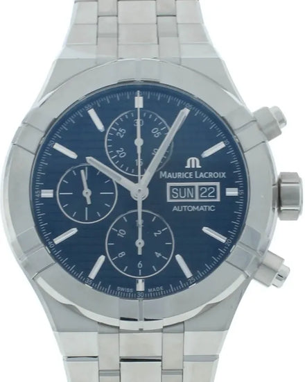 Maurice Lacroix Aikon Automatic Chronograph 44MM Black Dial Steel Bracelet (AI6038-SS002-330-2)