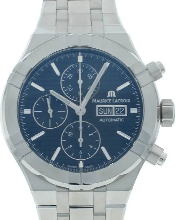 Maurice Lacroix Aikon Automatic Chronograph 44MM Blue Dial Steel Bracelet (AI6038-SS002-330-2)