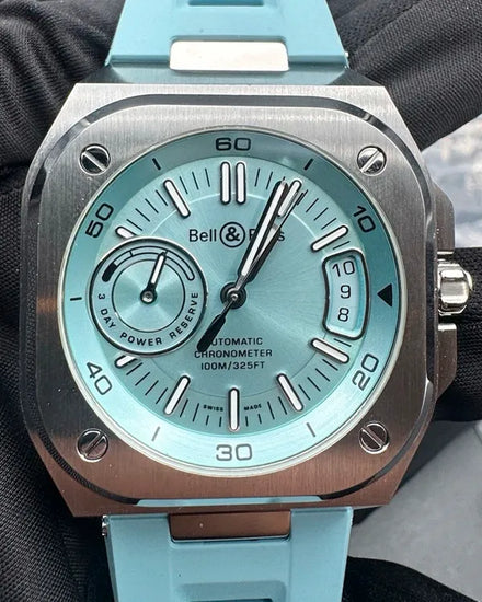 Bell & Ross BR-X5 41MM Ice Blue Dial Rubber Strap (BRX5R-IB-ST/SRB)