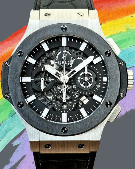 2017 Hublot Big Bang Aero Bang 44MM Skeleton Dial Leather Strap (311.SM.1170.GR)