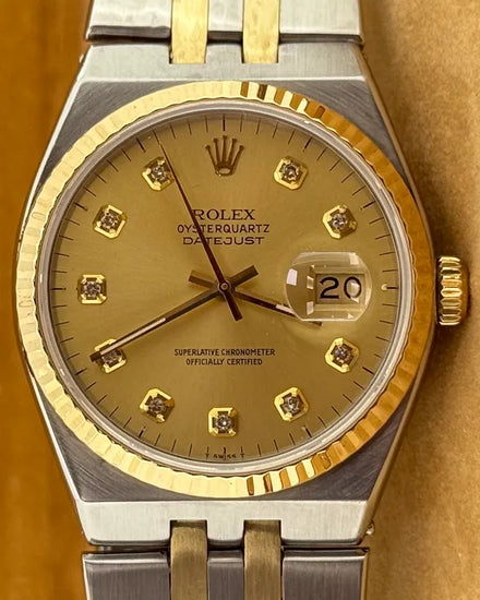 Rolex Datejust Oysterquartz 36MM Quartz Aftermarket Champagne Dial Two-Tone Oysterquartz Bracelet (17013)