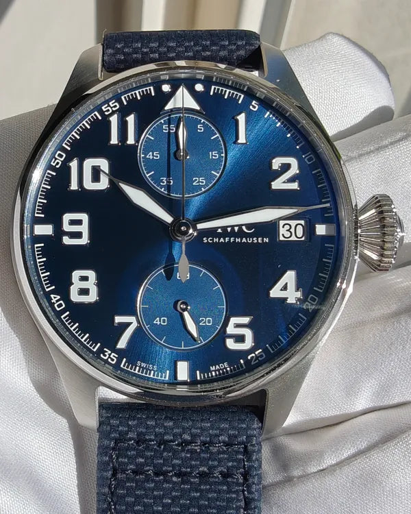 2022 IWC Schaffhausen Pilot Chronograph 46MM Blue Dial Leather Strap (IW515202)