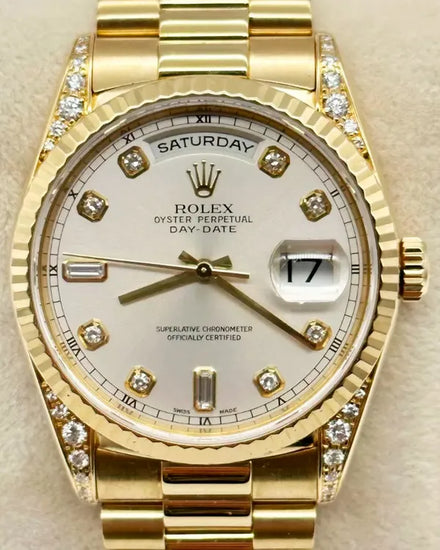 Rolex Day-Date 36MM Silver Dial Yellow Gold President Bracelet (18338)