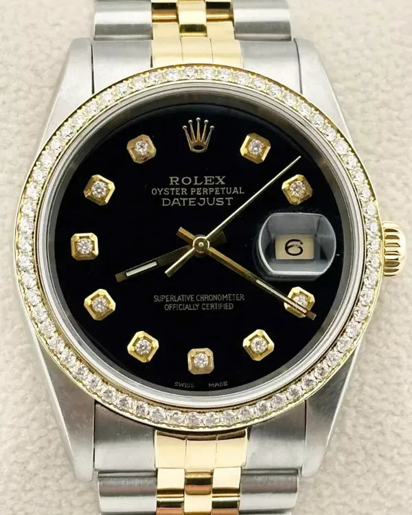 Rolex Datejust 36MM Aftermarket Black Dial Two-Tone Jubilee Bracelet (16263)