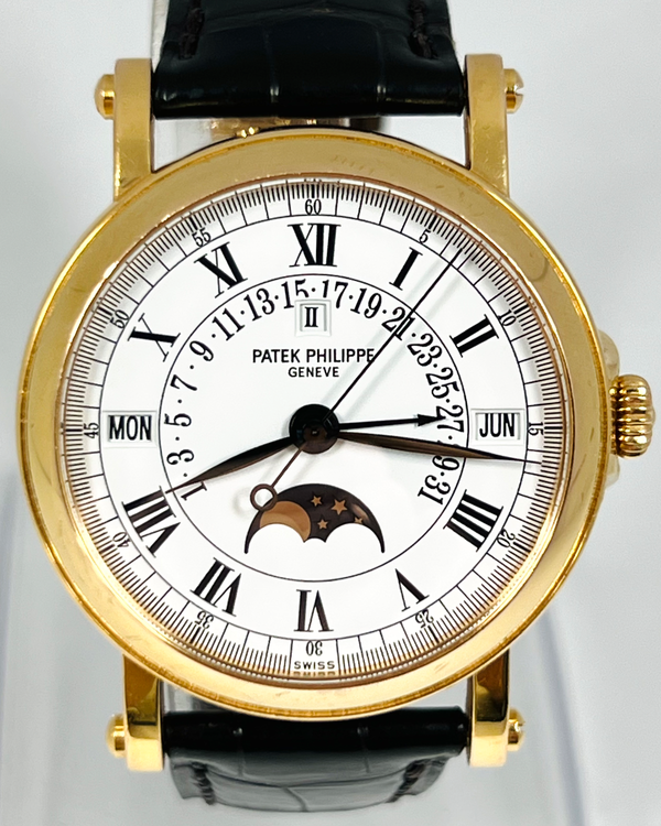 Patek Philippe Perpetual Calendar 36MM White Dial Leather Strap (5059J-001)