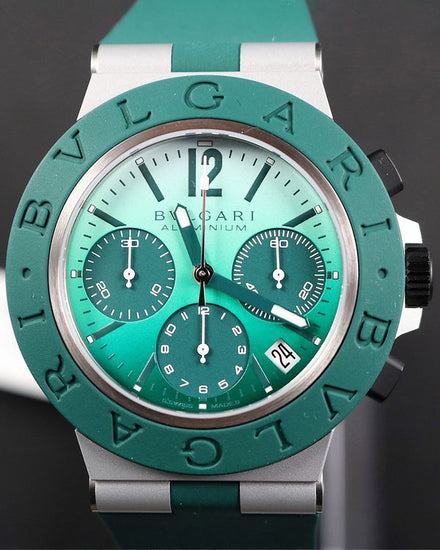 2024 Bvlgari Bvlgari Aluminium Smeraldo L.E. 40MM Green "Shaded" Dial Rubber Strap (104076)