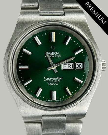 Omega Seamaster Cosmic 2000 38MM Aftermarket Green Dial Steel Bracelet (166.136)