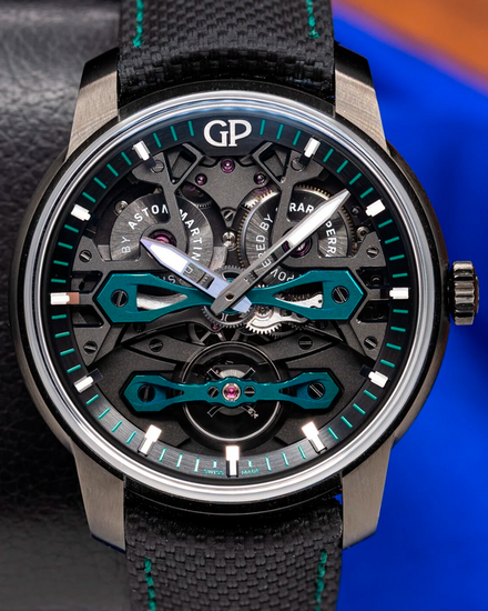 Girard Perregaux Bridges "Neo Bridges Aston Martin" L.E. 45MM Skeleton Dial Textile Strap (84000-21-3236-5CX)