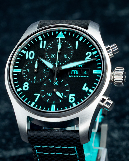 2024 IWC Schaffhausen Pilot Chronograph "Mercedes AMG Petronas F1" 41MM Black Dial Leather Strap (IW388108)