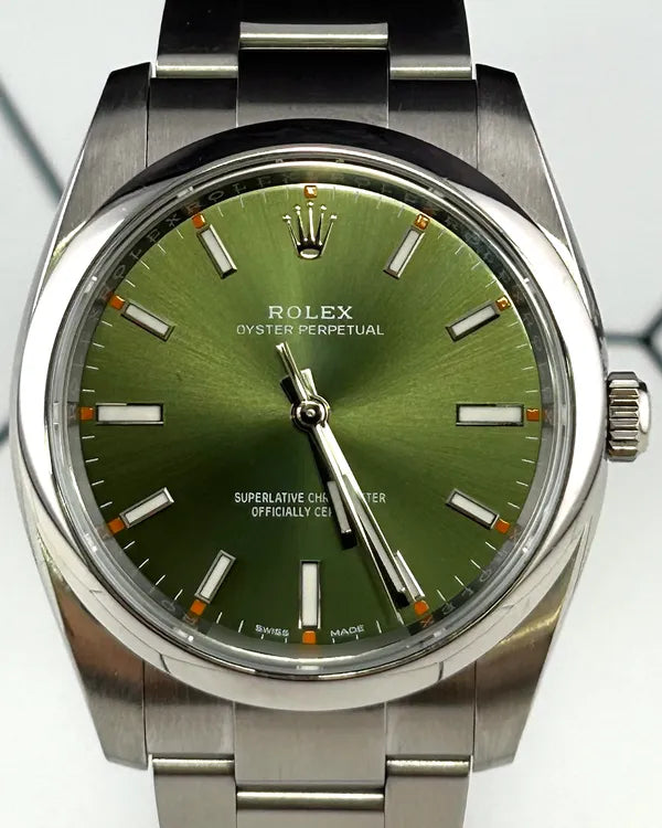 2017 Rolex Oyster Perpetual 34MM Olive Green Dial Oyster Bracelet (114200)