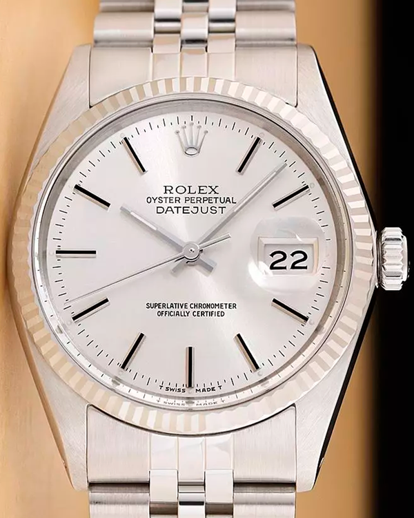 Rolex Datejust 36MM Silver Dial Aftermarket Steel Bracelet (16014)