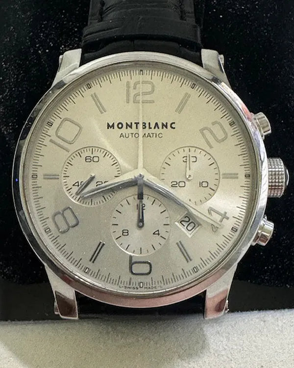 Montblanc Timewalker 43MM White Dial Aftermarket Leather Strap (7069)