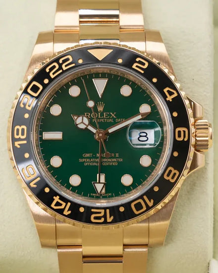 2018 Rolex GMT-Master II 40MM Green Dial Yellow Gold Oyster Bracelet (116718LN)