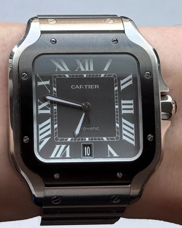 2021 Cartier Santos de Cartier 39.8MM Grey Dial Steel Bracelet (WSSA0037)