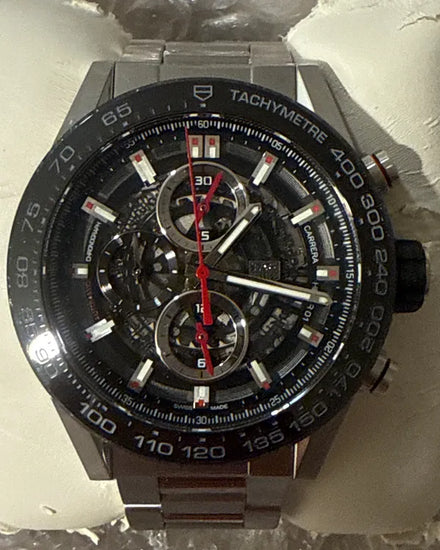 2017 Tag Heuer Carrera Calibre HEUER 01 45MM Skeleton Dial Steel Bracelet (CAR2A1W.BA0703)