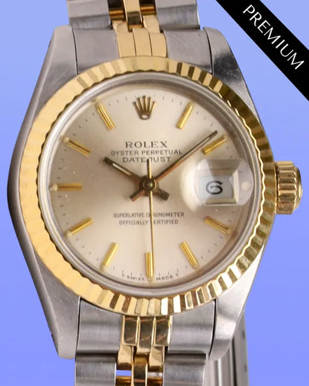 1987 (9.4 Mill Serial) Rolex Lady-Datejust 26MM Silver Dial Two-Tone Jubilee Bracelet (69173)