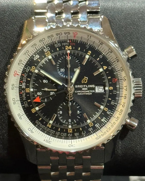 Breitling Navitimer GMT 46MM Black Dial Steel Bracelet (A24322121B2A1)