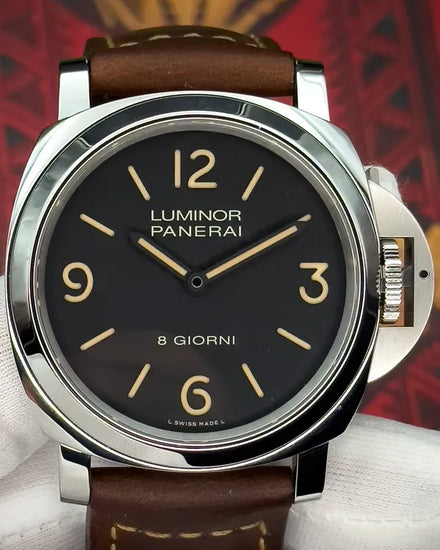 2022 Panerai Luminor 8 Giorni 44MM Black Dial Leather Strap (PAM00914)