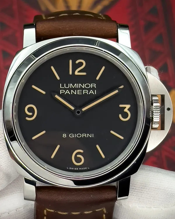 2022 Panerai Luminor 8 Giorni 44MM Black Dial Leather Strap (PAM00914)