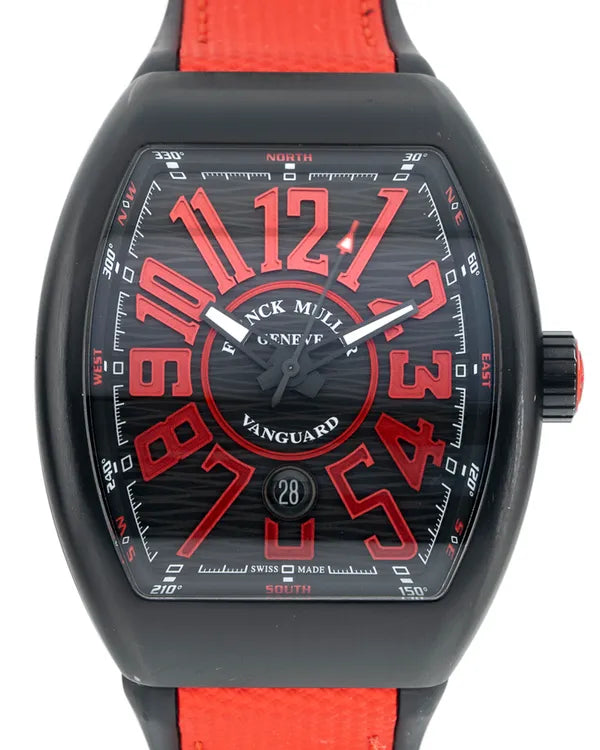 2023 Franck Muller Vanguard Black 45MM Black Dial Leather Strap (V45 SC DT TT NR BR AC NR)