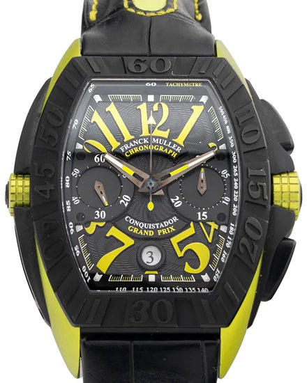 Franck Muller Conquistador Grand Prix GPG Chronograph L.E. 45MM Black Dial Leather Strap (8900 CC GP)