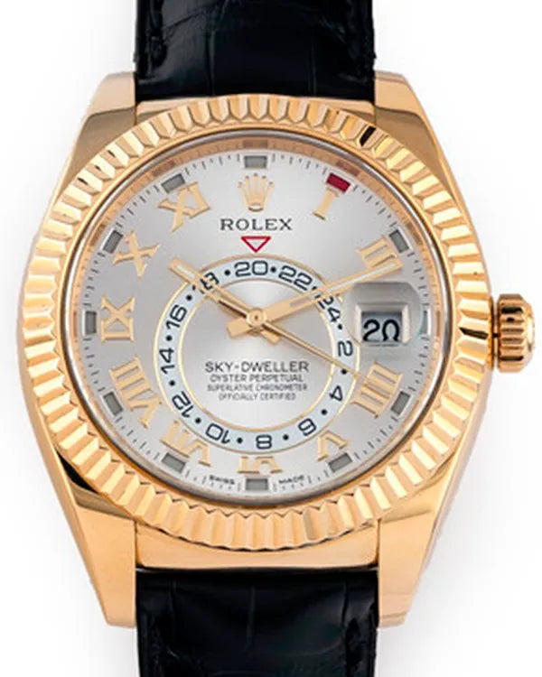 Rolex Sky-Dweller 42MM Silver Dial Leather Strap (326138)
