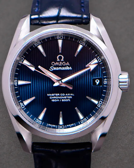 2016 Omega Seamaster Aqua Terra 150M 38.5MM Blue Dial Leather Strap (231.13.39.21.03.001)