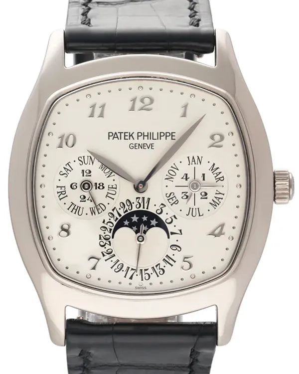 2014 Patek Philippe Grand Complications Perpetual Calendar 37MM Silver Dial Leather Strap (5940G-001)