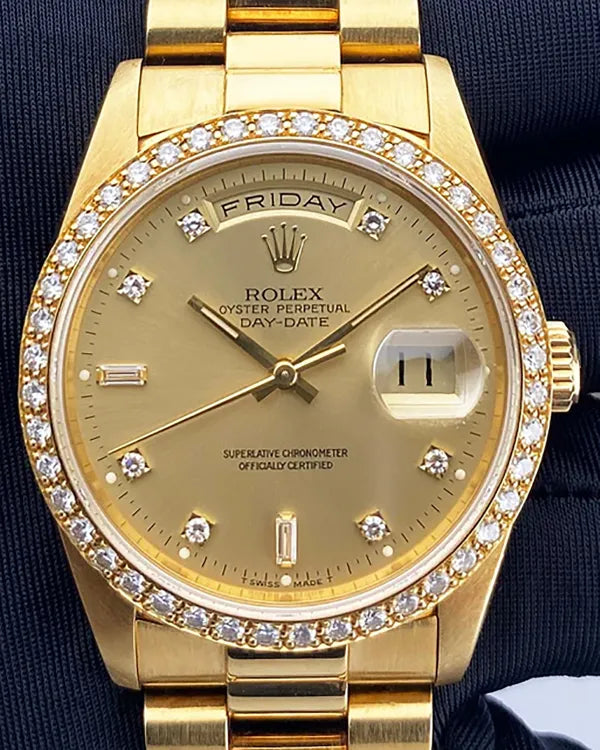 Rolex Day-Date 36MM Champagne Dial Yellow Gold President Bracelet (18348)