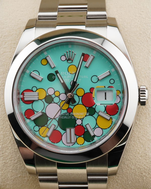 Rolex Datejust 41MM Aftermarket Turquoise "Celebration Motif" Dial Oyster Bracelet (126300)