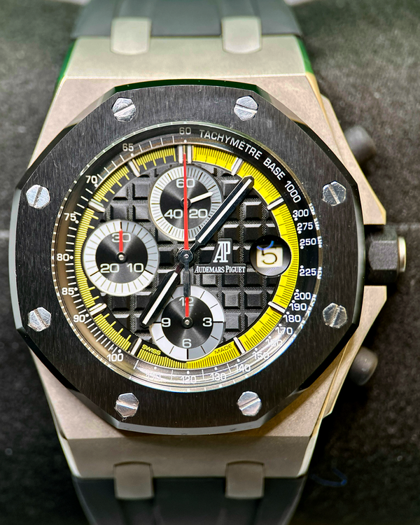 Audemars Piguet Royal Oak Offshore Chronograph "Sebastien Buemi" L.E. 42MM Black Dial Aftermarket Rubber Strap (26207IO.OO.A002CA.01)