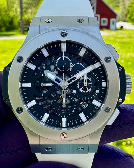 2015 Hublot Big Bang Aero Bang 44MM Skeleton Dial Aftermarket Rubber Strap (311.SX.1170.GR)