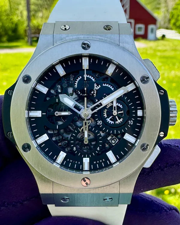2015 Hublot Big Bang Aero Bang 44MM Skeleton Dial Leather Strap (311.SX.1170.GR)