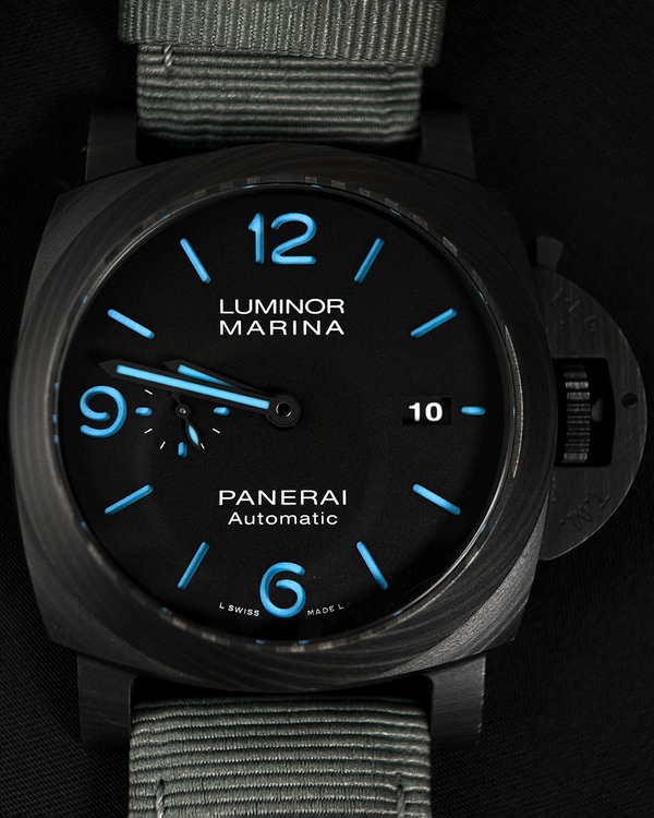 2021 Panerai Luminor Marina Carbotech 44MM Black Dial Textile Strap (PAM01661)